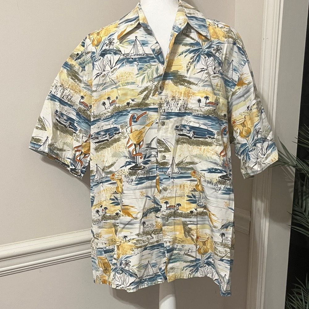 NWOT Campia Moda Tropical Classic Car Shirt Size L 100% cotton